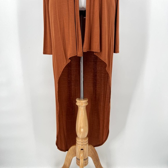 RILLER & FOUNT High Low Cardigan Womens Small Rust Brown Open Long Sleeve - Picture 8 of 12